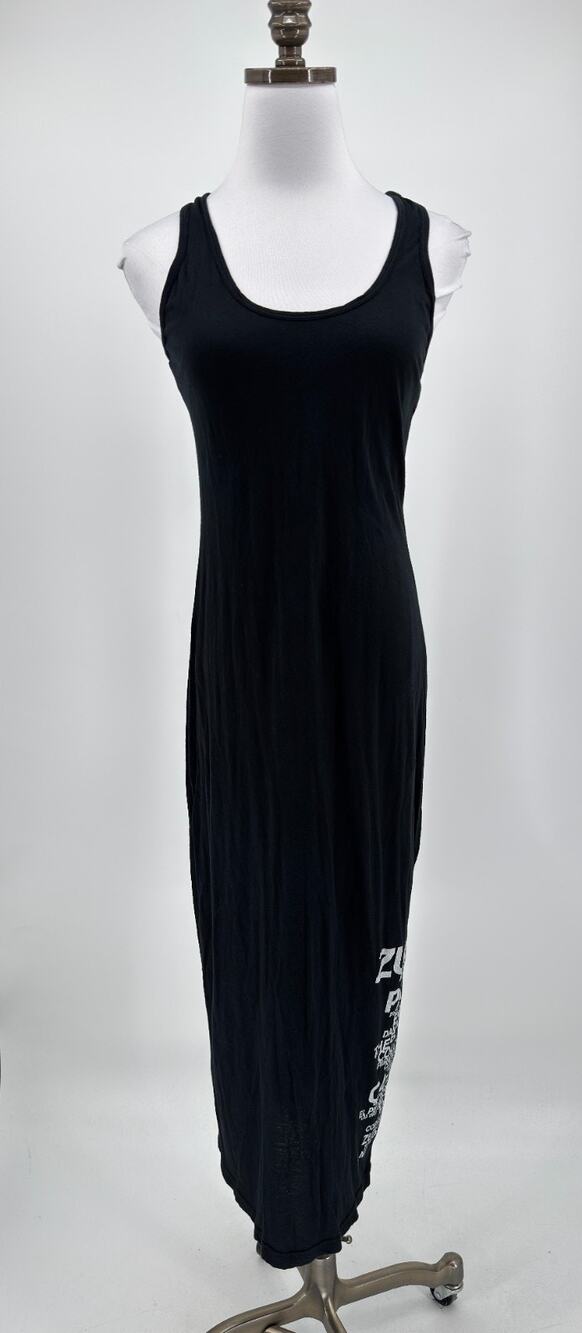 James Perse Malibu Beach Graphic Black Sleeveless Maxi Tank Dress Sz 2/M